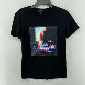 Kenneth Cole New York T-Shirt Men's Sz Small Black Graphic Print Short Sleeves